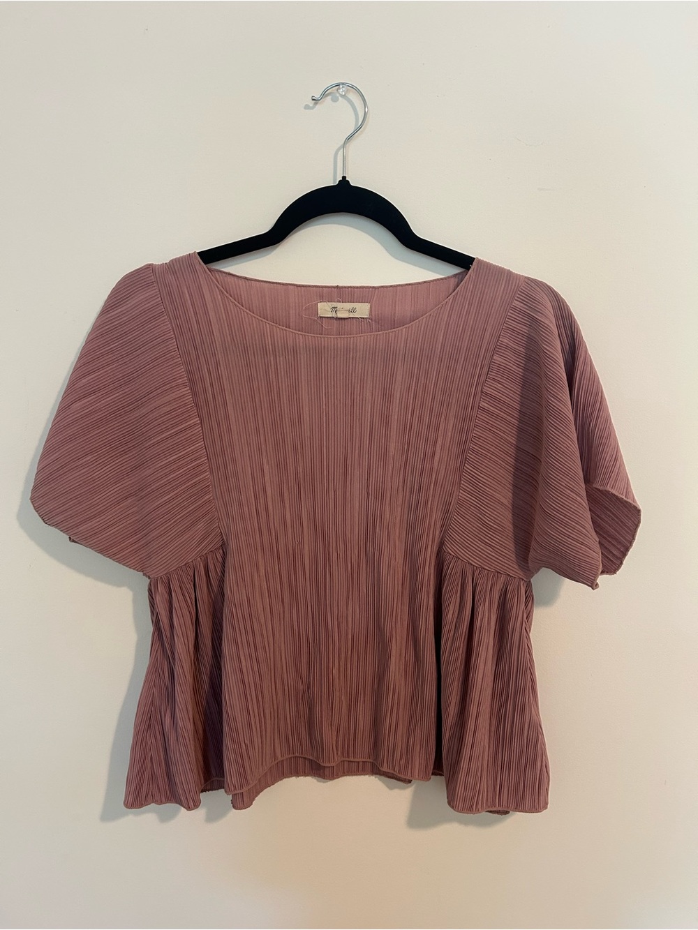 Madewell Dusty Rose Pleated Top